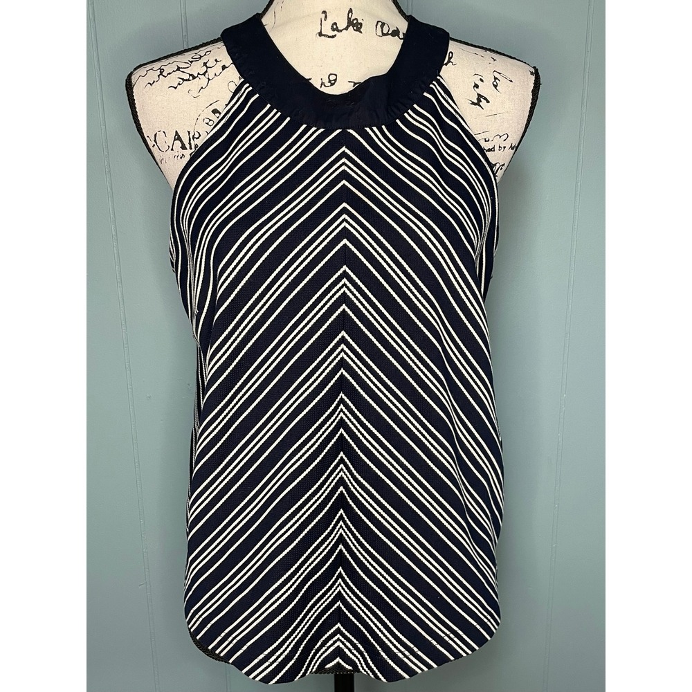 Dolan Left Coast Collection Navy White Stripe Halter Neck Top Size L‎
